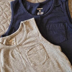 Carter's 100% Cotton Kids Tank Top Bundle, Navy And Gray, 5T